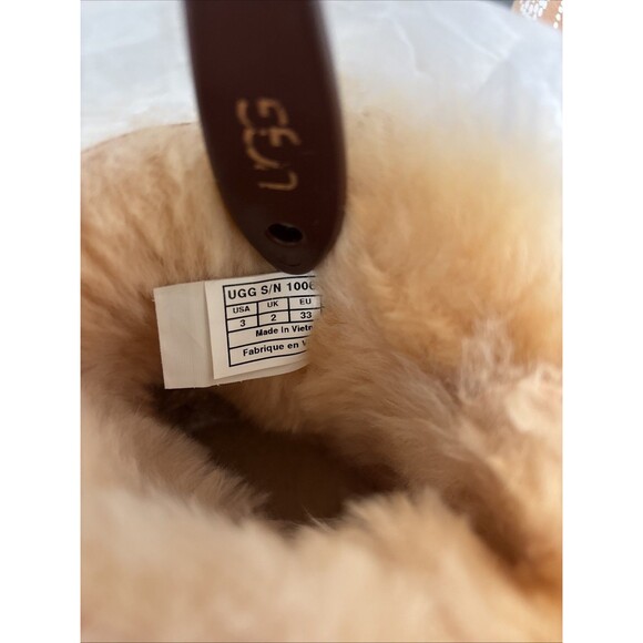 Girls Sz 3 UGG Boots Bailey Bow PDS Light Pink Peach Suede Wool Fast Shipping - Picture 13 of 16